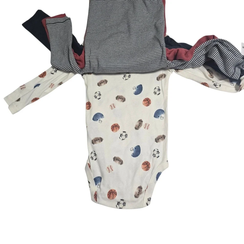 Carters Baby Boys 4-Pack Long Sleeve Sport Bodysuits Navy Red 18M 1T439410